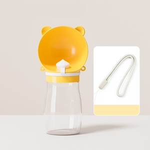 380ML Yellow Pet Water Bottle with Wrist Strap, Durable Heat Resistant for Walking Travel Dog <b>Cat</b> Hydration <b>Feeder</b> - Product Image 1