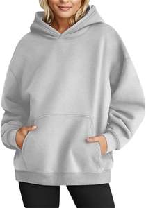 Sweat-shirt à capuche oversize à manches longues, couleur unie, pour l'automne et l'hiver, sweat-shirt lourd en tissu éponge français avec poche - Product Image 3