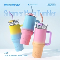 Gourde isotherme sous vide de 1200 ml (40 oz) en acier inoxydable 304, grande capacité, écologique, avec bouchon de protection pour paille, pour camping et sport