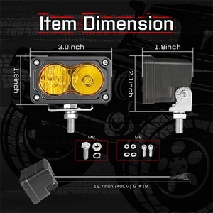 Feux de brouillard auxiliaires jaunes de 3 pouces, faisceau combiné, 20 W, phare de moto, LED pour Talaria Sting R Mx4 Mx3 21-25 - Product Image 3
