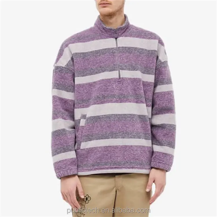 OEM Wholesale winter soft 100% fleece half zip custom-tailored embroidered logo men's sweatshirts