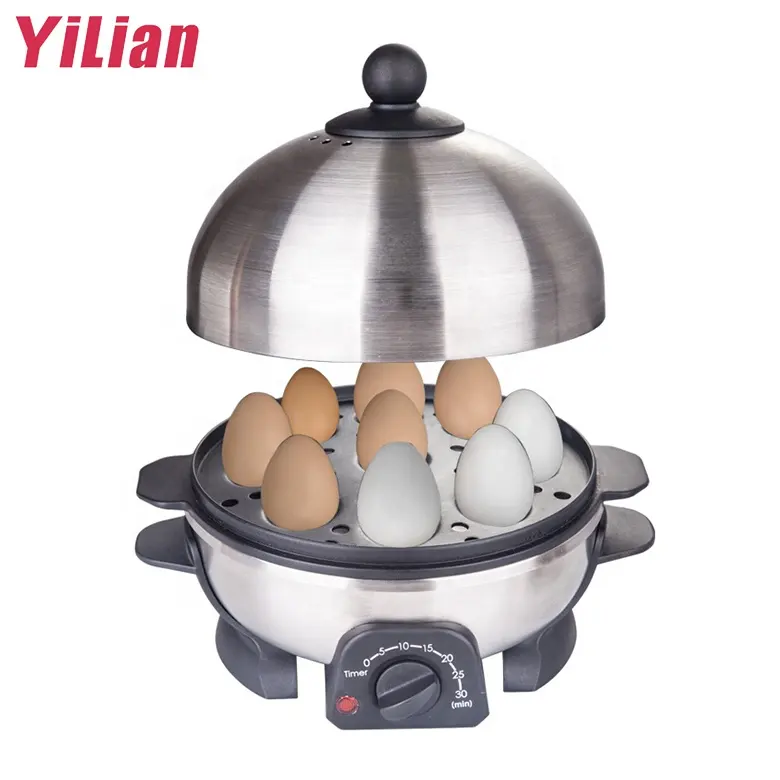 Wholesale stainless steel electric smart portable cooker one layer with cover 1 to 8 eggs boiler egg cooker