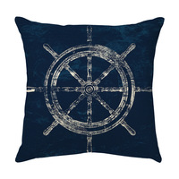 Housse de coussin de canapé en lin 45x45cm, motif ancre et boussole, style marin européen, décoration d'intérieur