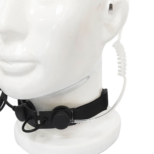 Throat Microphone Headset With Security Acoustic Air Tube Earpieces Completed with Big and Round PTT Button for Two Way Radios