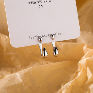 Boucles d'oreilles clous uniques en forme de goutte pour femmes - Style coréen, sertissage poli, <span class=keywords><strong>pierre</strong></span> naturelle, design élégant - Product Image 3