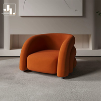 Fauteuil moderne en velours orange pour hôtel Fauteuil de loisir rembourré à cadre en bois simple pour chambre à coucher de salon