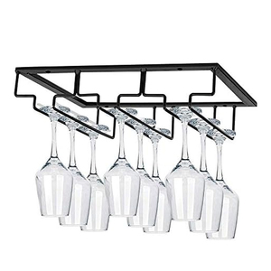 Support de rangement en métal noir pour <span class=keywords><strong>verres</strong></span> à vin suspendus sous l'armoire, pour <span class=keywords><strong>verres</strong></span> à <span class=keywords><strong>pied</strong></span> haut, idéal pour cuisine et bar, vente en gros - Product Image 1