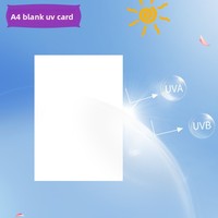 Carte de test UV en gros d'usine, format A4, en papier couché vierge, à changement de couleur UV, pour vêtements de protection solaire extérieure et protection anti-lumière bleue pour voiture