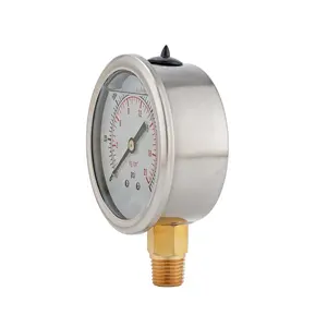 Medidor de pressão de glicerina 50mm, medidor de pressão de aço inoxidável personalizado com conexão de latão 1/4NPT