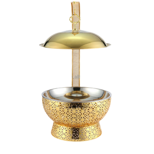 Réchaud de buffet en acier inoxydable 4,5/6/8L doré pour banquets d'hôtel et mariages, chauffe-plats à alcool avec couvercle suspendu - Product Image 1