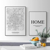 Póster de mapa de ciudad, lienzo de ciudad natal en blanco y negro, pintura impresa, mapa personalizado, regalo, decoración moderna para el hogar, pintura de arte de pared