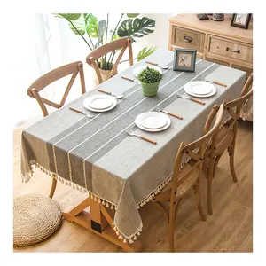 Mantel de tela con bordado de borlas para mesa de cocina, cena, fiesta de boda