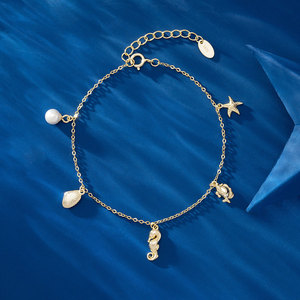 RINNTIN APB02 <span class=keywords><strong>Organisme</strong></span> sous-marin avec breloque perle et bracelet en argent sterling plaqué or 14K pour cadeau femme - Product Image 5