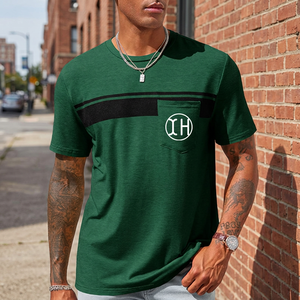 Camisetas de punto estampadas para hombre, transpirables, ecológicas, de 240 gramos, estilo casual con contraste, nueva moda 2025, antipilling, para venta en línea - Product Image 3