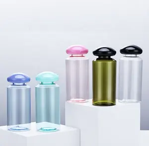 फेशियल वॉटर प्लास्टिक टोनर हाइड्रोसल सीरम लोशन बोतल 100 मिली 150 मिली 200 मिली पालतू कॉस्मेटिक पैकेजिंग बोतल मशरूम स्क्रू कैप के साथ
