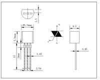 Parte Posterior del Triac TO-92 MAC97A8 de Metal Multicapa