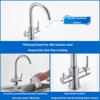 Robinet d'eau potable à double poignée avec cartouche en céramique, purificateur d'eau en acier inoxydable pour la cuisine domestique