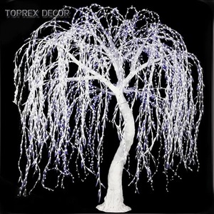 3M verde y blanco al aire libre LED iluminado <span class=keywords><strong>sauce</strong></span> <span class=keywords><strong>llorón</strong></span> Planta artificial iluminada para decoraciones de boda - Product Image 3