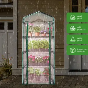 農業または屋外で使用する小さな植物用のグローライト付き4層ミニ温室防水屋内ガーデン温室キット
