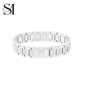 Bracelet tendance punk géométrique en acier inoxydable plaqué or 18 carats avec chaîne magnétique et maillons, cadeau de bijoux pour homme, boîte - Product Image 2