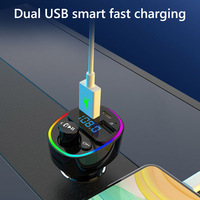 G67 Car BT 5,0 Transmisor FM inalámbrico con luz de ambiente retroiluminada LED Reproductor de CD Cargador de coche USB MP3/WAV Música sin pérdidas