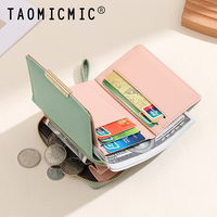 TAOMICMIC modis dompet wanita pendek untuk Luar Negeri musim panas tempat koin Mini, ritsleting, kecil 3 menara lipat dompet koin