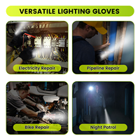 Gants de camping réparateurs nocturnes avec lampe torche LED, respirants, antidérapants, 3 modes d'éclairage