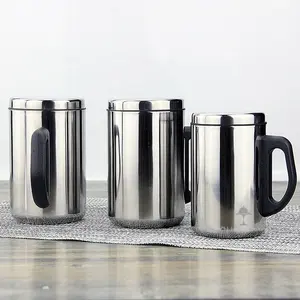 Cina Pemasok Kualitas Bagus Stainless Steel Perjalanan Termal Mug Reusable Cokelat Kehitaman Cangkir