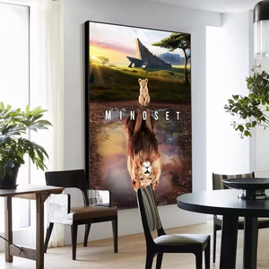 Quadro su tela HD stampato con gatto e leone, immagine artistica ispirata agli animali, decorazione per soggiorno, la mentalità <span class=keywords><strong>è</strong></span> <span class=keywords><strong>tutto</strong></span> - Product Image 4
