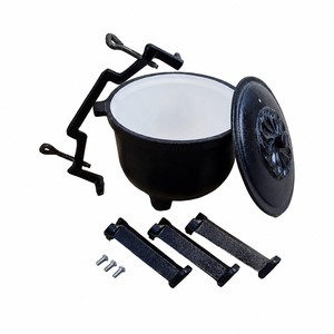 Olla <span class=keywords><strong>de</strong></span> <span class=keywords><strong>Hierro</strong></span> Fundido para Acampar, 3 Patas, <span class=keywords><strong>Caldero</strong></span> para Cocinar al Aire Libre con Tapa, Recubierta <span class=keywords><strong>de</strong></span> Esmalte, para Fogatas, Barbacoa, Jardín - Product Image 4