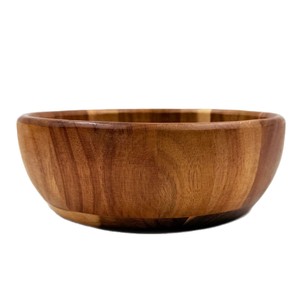 Bol rond en bois d'acacia, couleur naturelle, fait main, pour salade de fruits, utilisation en fête - Product Image 2