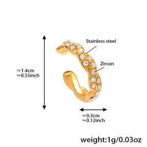 Pendientes de Moda de Acero Inoxidable 316L, Chapados en Oro de 14k y 18k, con Circonitas Finas, Pendientes de Clip para Mujer, Sin Perforación - Product Image 5