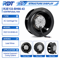 R2E133-BH66-43 AC Santrifüj Blower 230VAC 133mm 28dB Düşük Gürültülü Fan Geriye Eğik İnvertör Kabin Havalandırma Yedeği