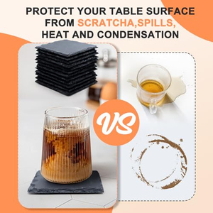 En gros, ensemble de sous-verres en ardoise noire de 4 pouces, sous-verres en pierre, supports vierges pour gravure laser - Product Image 3