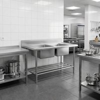 Évier double en acier inoxydable 304 brossé, certifié NSF, robuste, pour cuisine industrielle et commerciale, OEM ODM, style européen, réglable