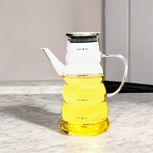 Nordischer Stil 800ML Klare Hochborosilikat-Glas Ölkanne mit Deckel Mikrowellengeeignet Handgefertigte Kürbisförmige Flasche für Küchengebrauch <span class=keywords><strong>CHAPLIN</strong></span> - Product Image 2