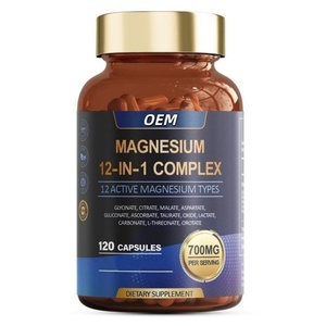 120 Cápsulas de Magnesio 12 en 1 para Adultos, Alivio del Estrés, Apoyo al Sueño, Nervios y Músculos, Suplemento para el Metabolismo - Product Image 1