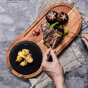 Plato <span class=keywords><strong>occidental</strong></span> negro cuadrado japonés paleta de madera maciza para bistec Sushi Pizza plato para hoteles restaurantes - Product Image 6