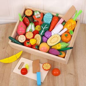 Juego de Juguetes de Madera para Cortar Frutas y Verduras, Juego de Imitación para la Educación Temprana, Comida de Juguete para Niños - Product Image 1