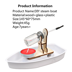 Nouveau Design Créatif Bateau à Vapeur DIY Jouets <span class=keywords><strong>Scientifiques</strong></span> Kits de Matériel d'Expérimentation pour Enfants Cadeau Artisanat en Bois - Product Image 6