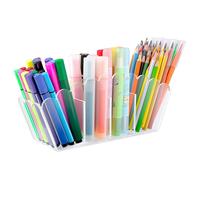 Porte-stylos en acrylique transparent à bords ondulés, organiseur de bureau, support pour crayons, rangement pour pinceaux de maquillage