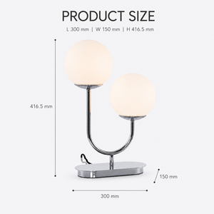 Modern Double Globe Table <b>Lamp</b> Frosted Glass Shade Polished Steel Bedside Desk <b>Lamp</b> OEM ODM Lighting Factory - Product Image 6