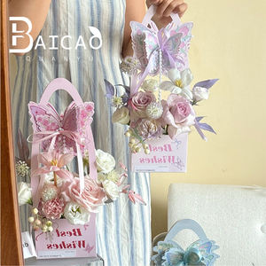 Caja de Flores Portátil con Diseño de Mariposa, Directo de Fábrica, Caja de Embalaje de Papel para Arreglos Florales, Suministros de Manualidades Florales para Floristas - Product Image 2