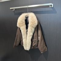 Manteau d'hiver en duvet à col en fourrure de renard naturelle, boutonné devant, avec cordon de serrage à l'ourlet, chaud, épais, décontracté, coupe ample, tendance