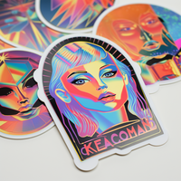 Autocollants en vinyle blanc laminé brillant, imprimés UV, découpés sur mesure, écologiques, recyclables, imperméables, cadeaux promotionnels, utilisation en extérieur