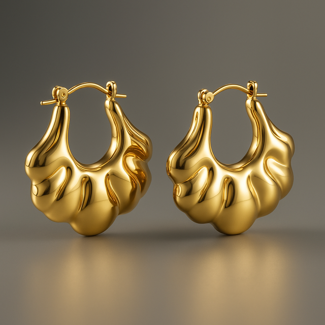 Fashion Waterproof Jewelry Hollow Earrings 18K Gold-plated Ring Female Earrings