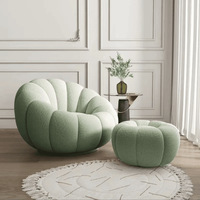 Canapé en velours d'agneau crème de style moderne canapé pour une personne paresseux chaise décontractée pour dormir allongé chaise de citrouille avec design confortable