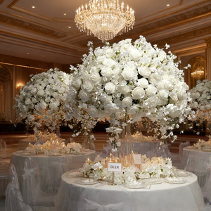 Nueva Llegada, Bola de Flores de Rosa Artificial de Seda Blanca 5D de Lujo y Alta Calidad, Grande de 60 cm, Centros de Mesa y Decoraciones para Bodas - Product Image 1