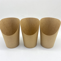 Gobelets à frites en papier kraft brun jetables avec impression de logo personnalisée, 8 oz, 12 oz, 16 oz