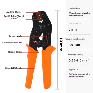 <span class=keywords><strong>Pince</strong></span> à sertir tubulaire pré-isolée à ressort de 75 pouces, série à cliquet, pour sertissage à froid, ergonomique, orange/noir - Product Image 4